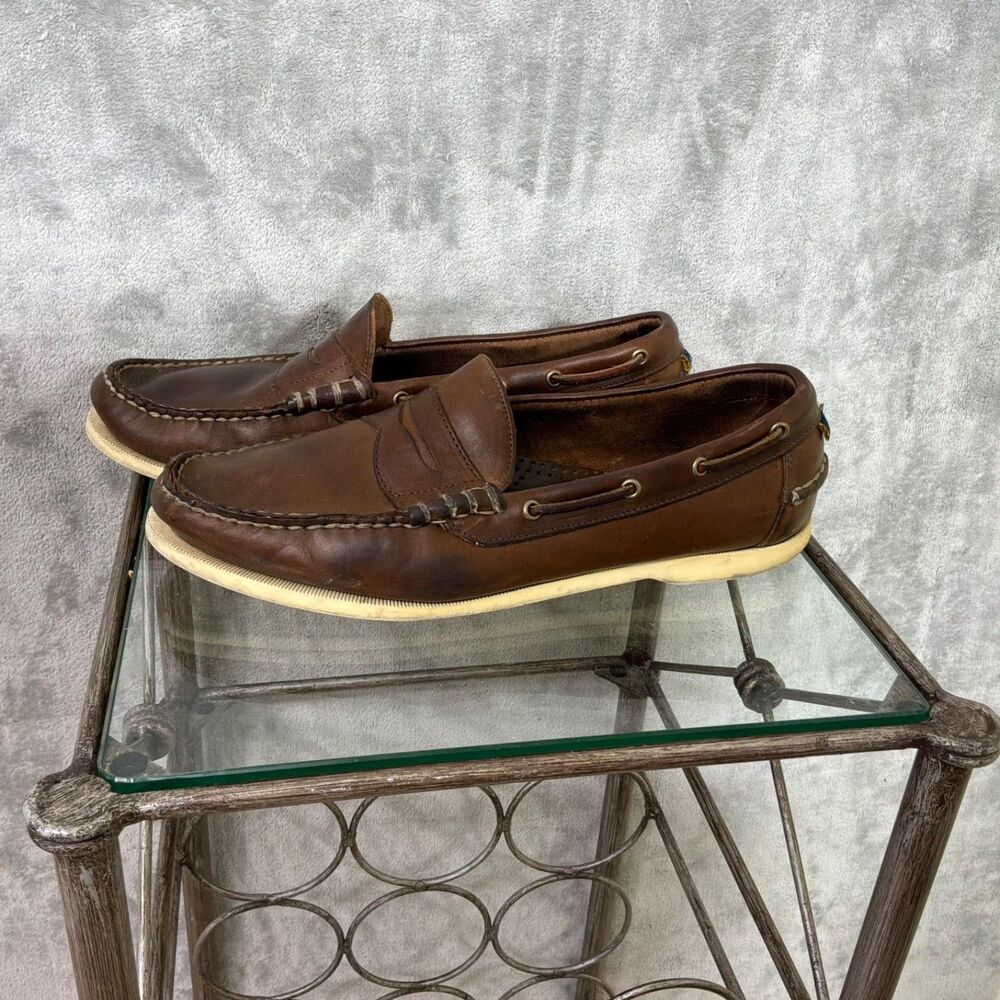 Allen Edmonds Kirkwood Boat Shoes Penny Loafers Brown Leather Slip On Size 11D